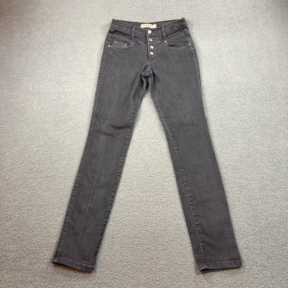 Judy Blue Jeans Women 7 Black Skinny Denim High Rise Button Fly 8163 Stretch
